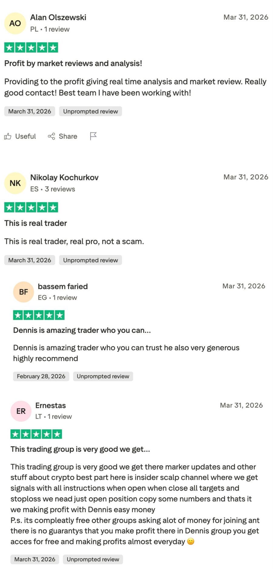 Trustpilot review screenshots, set one